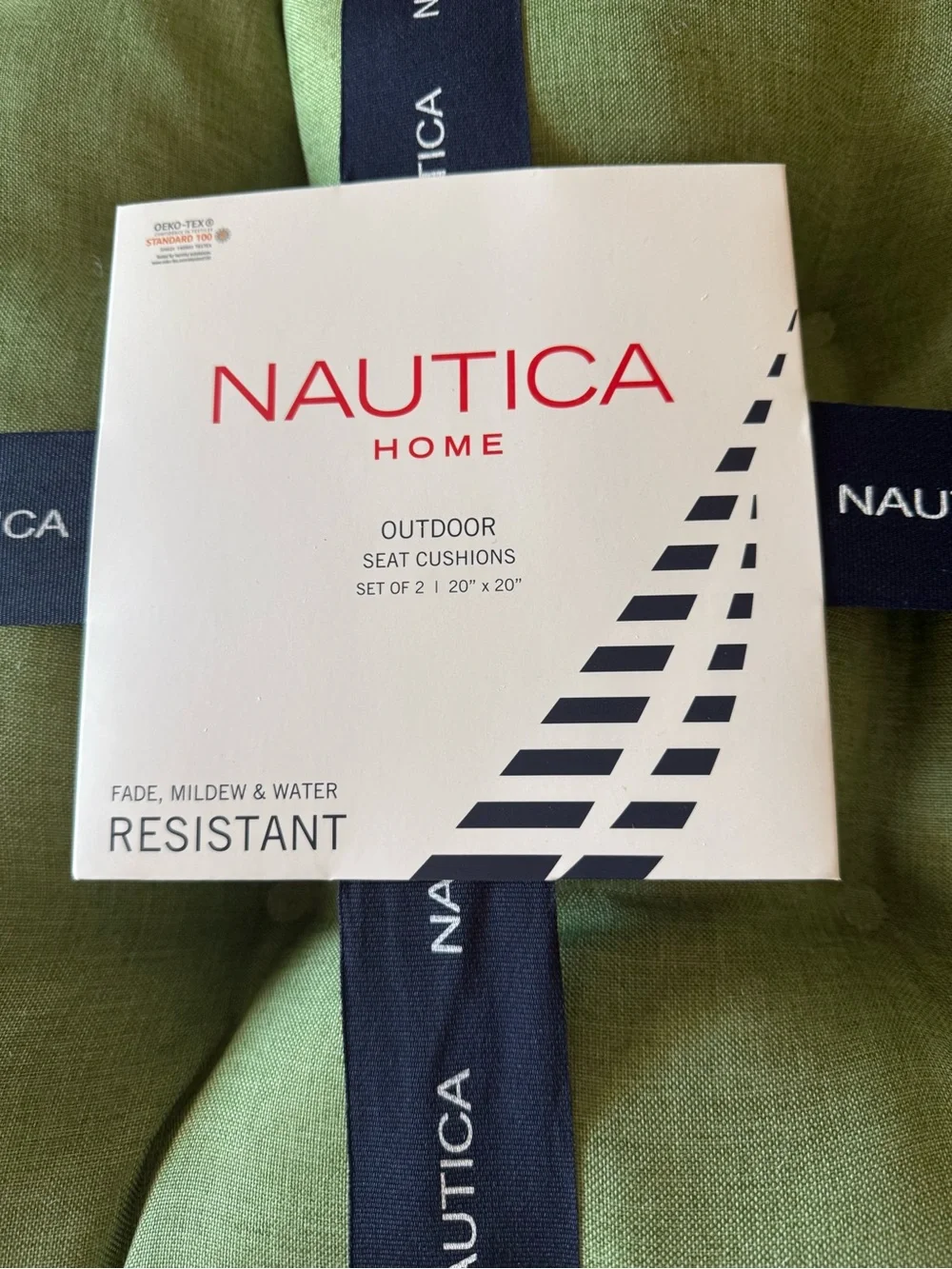 Nautica Green Outdoor Tufted Set of 2 Seat Cushions 20x20